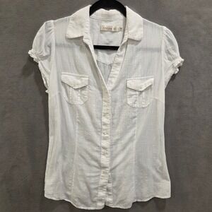Cailey 22 Button Up Shirt Women's Medium Cottage Coastal Western Minimalist